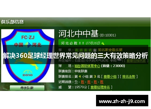 解决360足球经理世界常见问题的三大有效策略分析 解决360足球经理世界常见问题的三大有效策略分析
