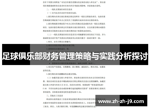 足球俱乐部财务管理策略与实践分析探讨 足球俱乐部财务管理策略与实践分析探讨